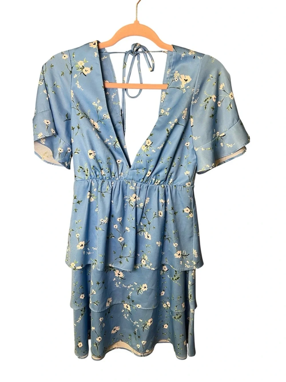 Show Me Your MuMu Floral Tiered V-Neck Mini Dress - Picture 6 of 7